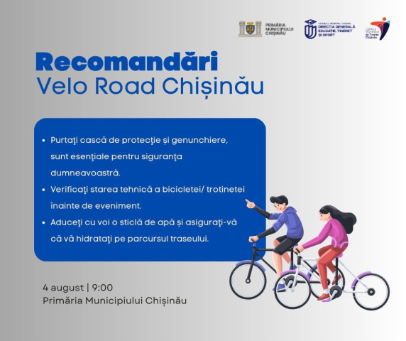 Invitație de participare la Maratonul de Ciclism „Velo Road Chișinău”, din 04 august 2024